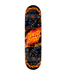 A skateboard deck featuring a black background with two roaring panther illustrations and bold orange, yellow, and red flame-style 'Santa Cruz' branding in the center.