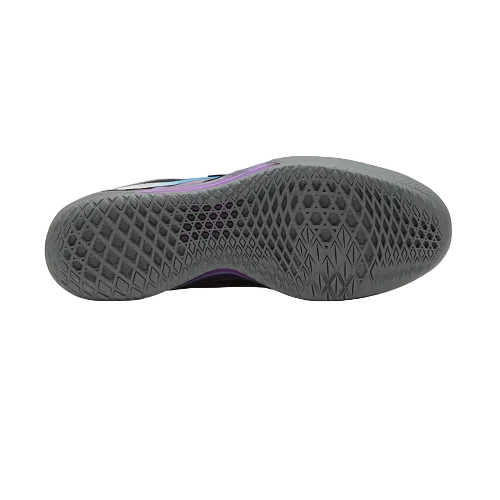 Black shoe sole with tread pattern on a white background