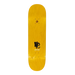 Top view of an FA skateboard in yellow stain with the text AVE and Fucking Awesome on a white back ground. 