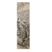Skateboard griptape featuring artwork of a man slaying a mythical beast in grey and beige tones.