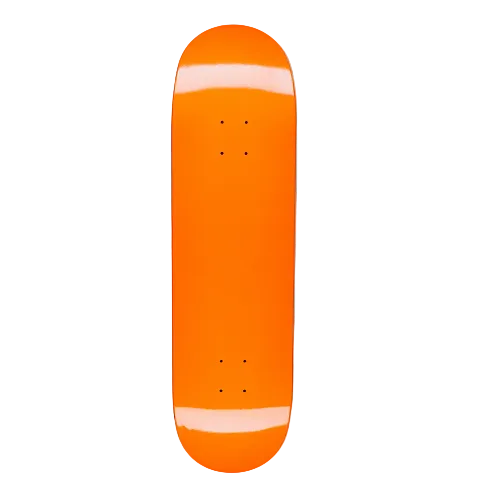 A bright orange FA skateboard deck with an embossed graphic and FA logo on a white background. 