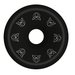 A black pig skateboard wheel with several small pig heads. 