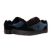 Side and back view of black and blue Fallen The Goat shoe with red BW text on tounge.