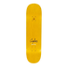 Top of a FA skateboard in yellow stain with the text Caples and Fucking Awesome on a white background. 