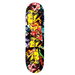 A multi color deathiwish skateboard with a psycadelic scene immolating an LSD trip. 