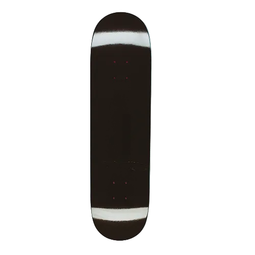 A black FA skateboard with an embossed graphic and logo on a white background. 