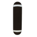 A black FA skateboard with an embossed graphic and logo on a white background. 