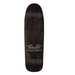 Top of a Santa Cruz skateboard in black stain with a Santa Cruz logo surrounded in thorns on a white background. 