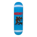 A blue Hockey skateboard featuring a man being attacked by several dogs and the text Hockey on a white background. 