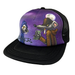 A black and purple trucker hat featuring a custom airbrushed graphic of two hooded rat character holding a cash while smoking under a full moon, with the text 'BAKER' on the front panel.