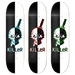 Three skateboard decks shown vertically side by side on a black background, each with a split black-and-white graphic featuring a skull and knife illustration and the word 'KiLeR' printed below.