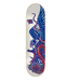 A Santa Cruz McCoy skateboard featuring a blue eagle battling with a snake on a white background. 