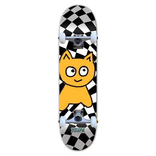 Meow 7.75 Big Cat Checker Twist Black White Complete