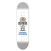A Meow skateboard featuring Nanaka Fujisaw's cosmix graphic of a cat dressed in astronaut outfit on white background.