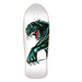 A white Santa Cruz Natas skateboard featuring a black panther reaching his paw out with claws extended on a white background. 