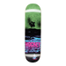 A black, blue and green Hockey skateboard featuring an apocalyptic scene of woman sunbathing by water and a nuclear plant in the background. 