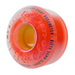 Side angle view of a pink citrus colored Ricta wheel with yellow core. 
