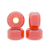 A set of 4 pink citrus color Ricta wheels. Three wheels shown from side view, one from front view. 