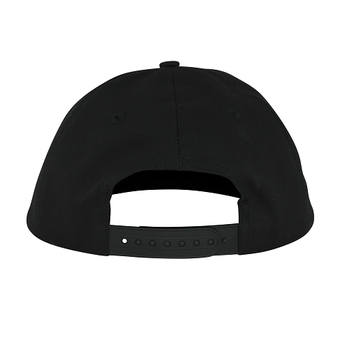Back of the black snapback hat. 