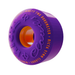 Side angle view of a purple Ricta wheel with orange core.