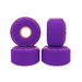 Set of 4 purple Ricta wheels with orange core. Three wheels shown from side view, one shown from front view. 