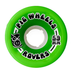 A green Pig skateboard wheel with a black and white pig head, black and white text reading pig wheels 59mm rovers. 
