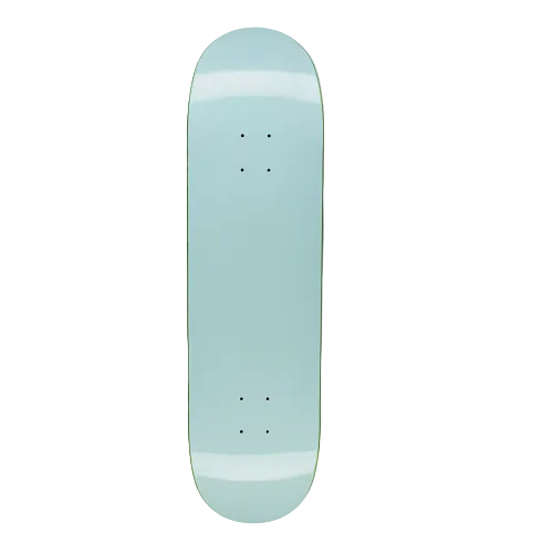 A light blue FA skateboard with an embossed graphic and logo on a white background. 
