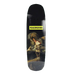 A black Madness skateboard featuring the classic painting of man eating his son with the text Madness in neon yellow. 