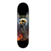 A skateboard deck featuring a detailed graphic of a giant skull and skeleton staircase with flames, under the heavy metal band logo 'Dissection'.
