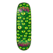A green Heroin skateboard featuring lots of reptile eyes and the pink text reading Heroin Swampy.