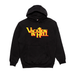A black deathwish hoodie with the text Vacation in Hell in yellow and red font.