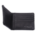 A black leather bi-fold wallet shown open, displaying its interior card slots and the debossed 'FALLEN' logo on the right side, set against a plain white background.