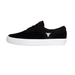 Black sneaker with a white sole on a white background