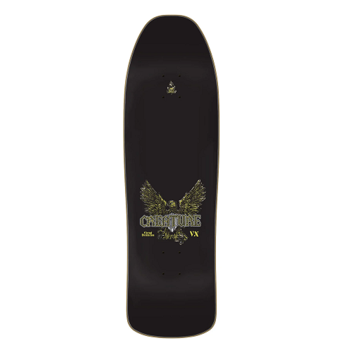 A black skateboard top featuring an eagle and the words Creature VX.