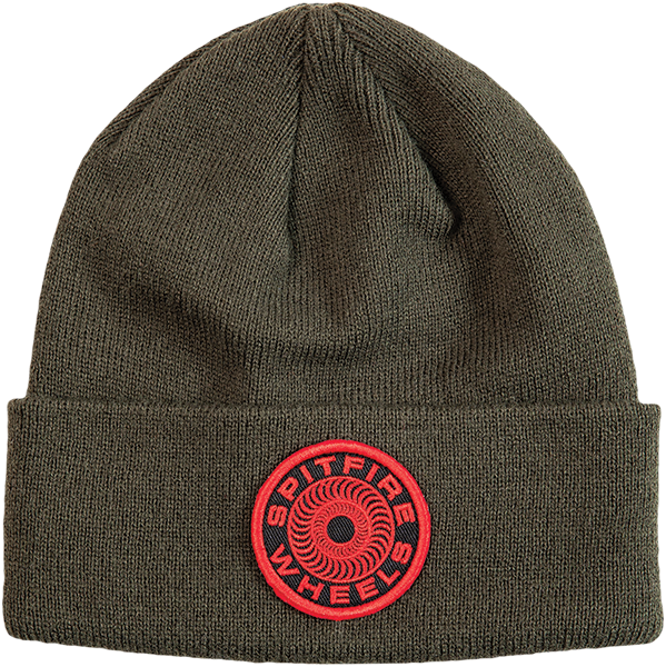 Spitfire Beanie Sock Hat Classic 87 Swirl Patch Olive