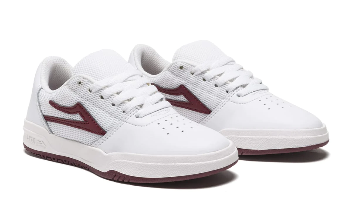 Lakai Shoes Atlantic White Burgundy Leather — KillerSkateShop Lakai Shoes Atlantic White Burgundy Leather — KillerSkateShop